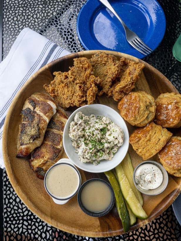 Whole chicken dinner at Brochu's Family Tradition in Savannah, Georgia
