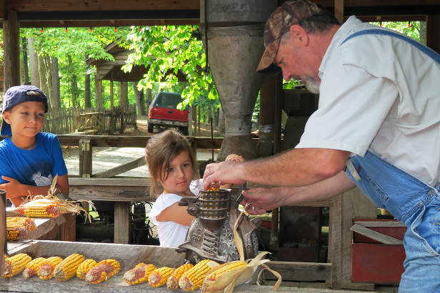 Grinding corn at Georgia Mountain Fairgrounds in Hiawassee