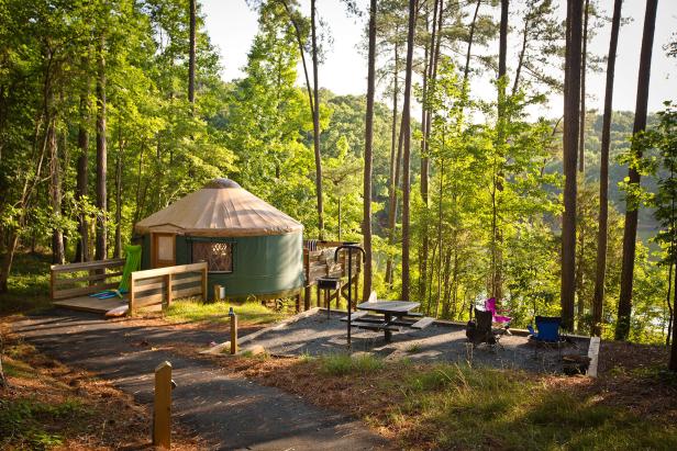 Yurt camping at Tugaloo State Park in Lavonia, Georgia