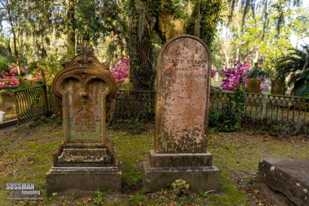 Two gravestones at Bonaventure Cemetery in Savannah