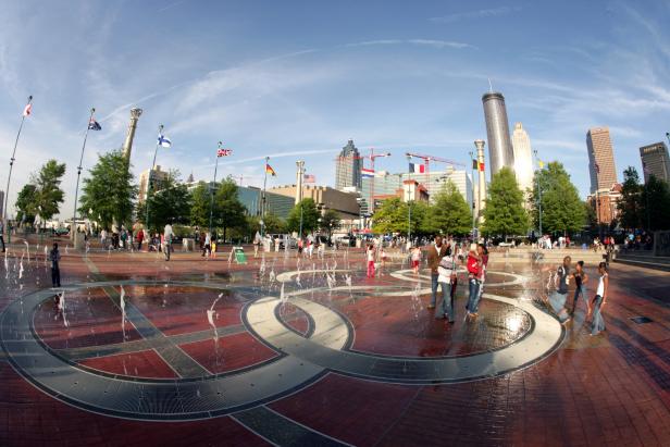 Fountain and splash pad at Centennial Olympic Park in Atlanta, Georgia