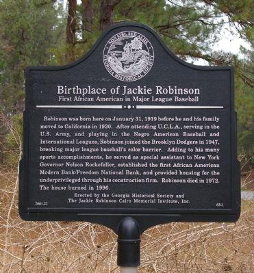 Historical marker for Jackie Robinson in Cairo, Georgia