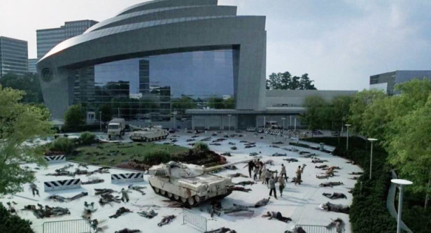 A scene from The Walking Dead filmed at the Cobb Energy Performing Arts Centre in Atlanta, Georgia