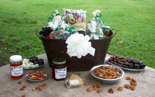 A basket of selected items from Ellis Brothers Pecans in Vienna, Georgia