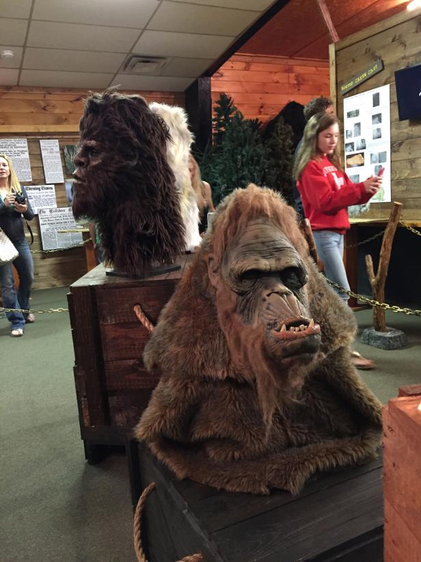 A Bigfoot display inside a museum