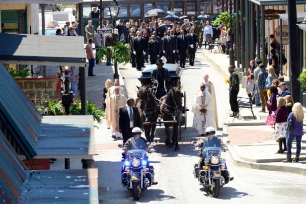 Funeral scene for The Originals filmed in Olde Town Conyers