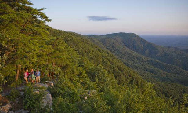 Family at an overlook at Fort Mountain State Park