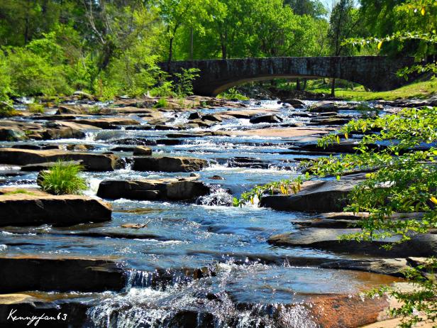Cascading water at Indian Springs State Park in Flovilla, Georgia