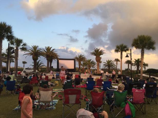 Outdoor movies at Jekyll Island Beach Village