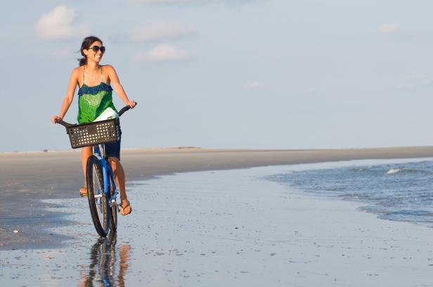 Biking on the beach