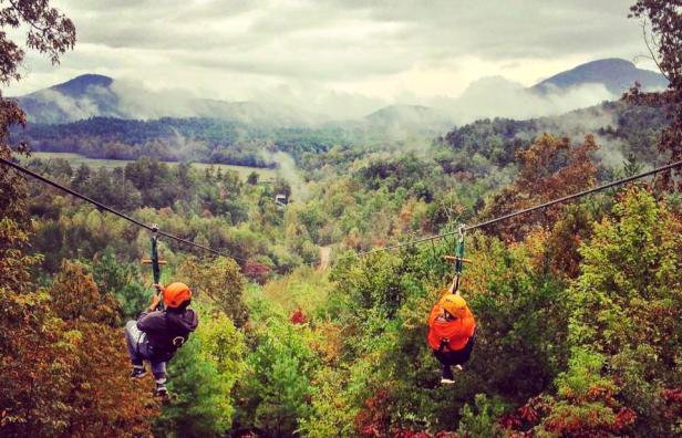 Ziplines at Nacoochee Adventures in Helen, Georgia