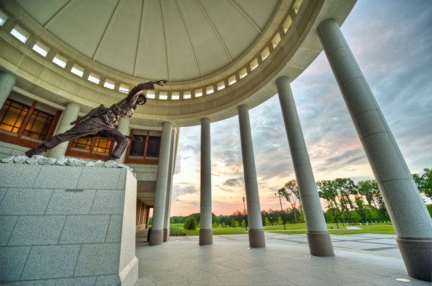 Statue of a soldier at the entry at the National Infantry Museum and Soldier Center in Columbus, Georgia