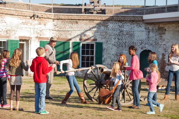 children firing a cannon