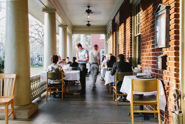 Front porch at Five & Ten in Athens, Georgia