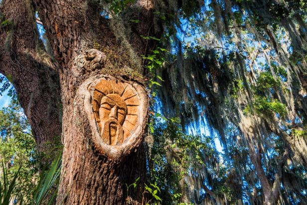 Tree spirit at Gascoigne Bluff on St. Simons Island, Georgia