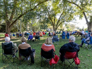 Stories in the Garden, a signature event, held in the pecan grove.