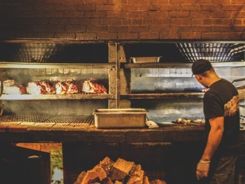 Smoking meat on our open pit