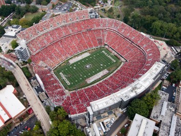 Sanford Stadium is a sea of red on home football Saturdays.