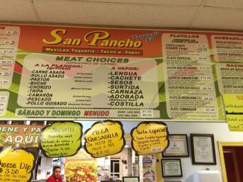 San Pancho menu