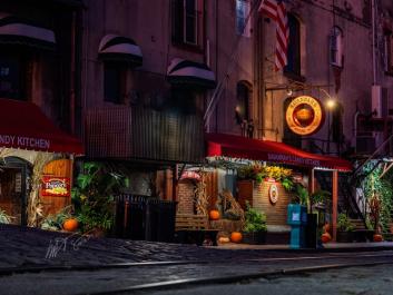 Fall decorations along Savannah's Waterfront