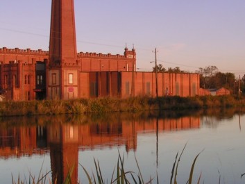 Moonrise over the Powderworks Chimney on Augusta Canal