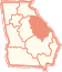 map highlighting the classic south region