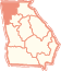 Map highlighting Northwest Georgia region