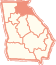 map highlighting the northeast georgia mountains region