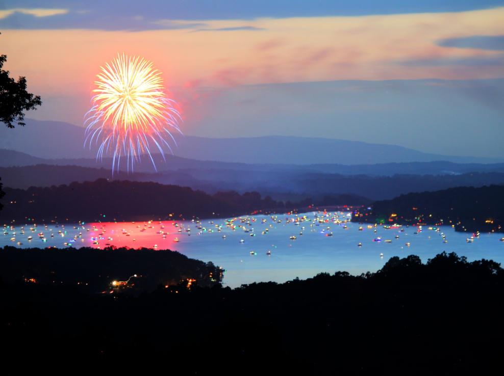 Lake Blue Ridge Fireworks over Lake Blue Ridge, in Blue Ridge, Georgia, Photo Credit: Steve Tucker