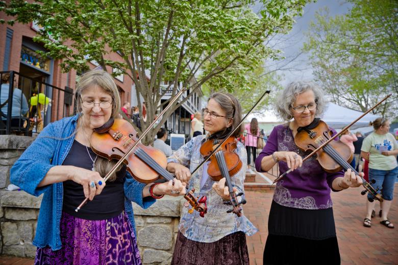 Musicians playing on the square in Dahlonega, Georgia