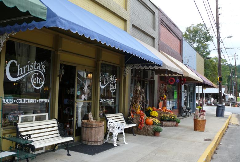 Stores in downtown Cave Spring, Georgia