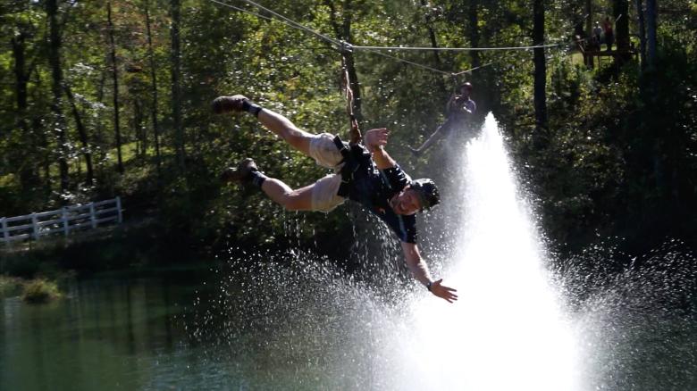 Ziplining at Sunburst Adventures in Clarkesville, Georgia