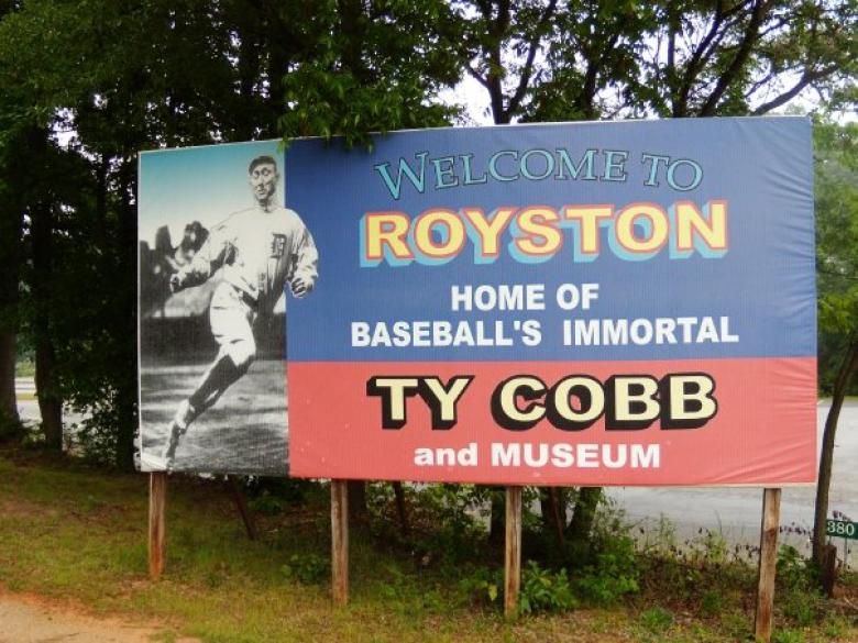Ty Cobb Museum signage in Royston, Georgia