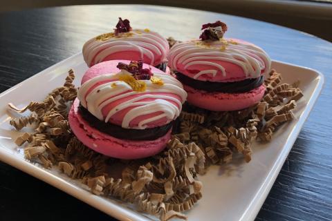Rose Macarons at Sweet Cacao Chocolates in Thomasville, Georgia