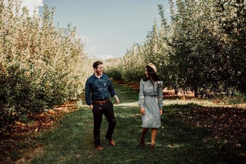 Couple at B.J. Reece Orchards in Ellijay, Georgia. Photo by Steffy Montes, @steffyfortner