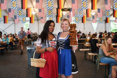Two women at Oktoberfest at Fort Moore in Columbus, Georgia