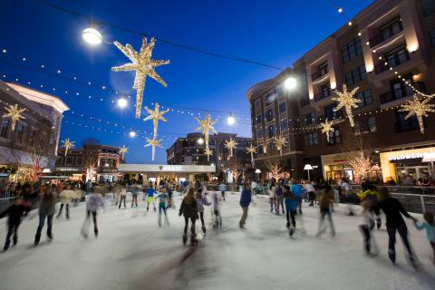 Ice skating at Avalon on Ice in Alpharetta, Georgia