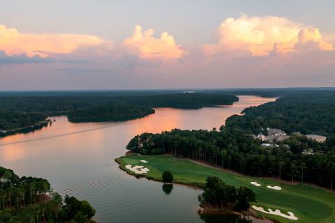 Aerial view of Lake Oconee in Greensboro, Georgia.