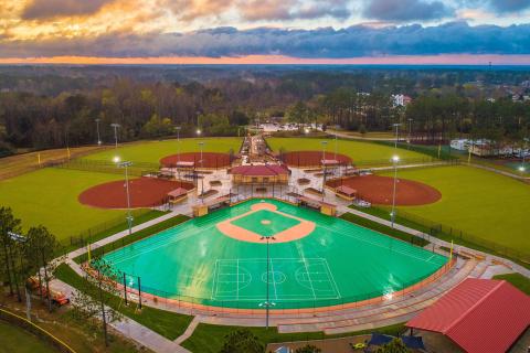 Aerial view of Miracle Field in Valdosta, Georgia