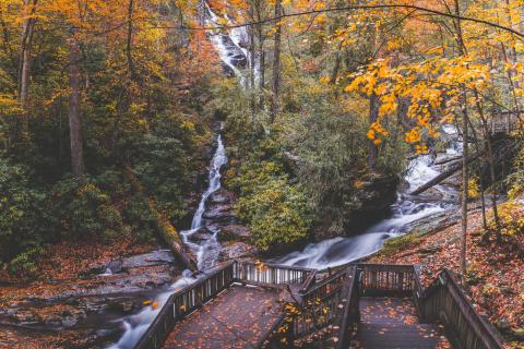 Dukes Creek Falls in Helen, Georgia. Photo by @jake.teki