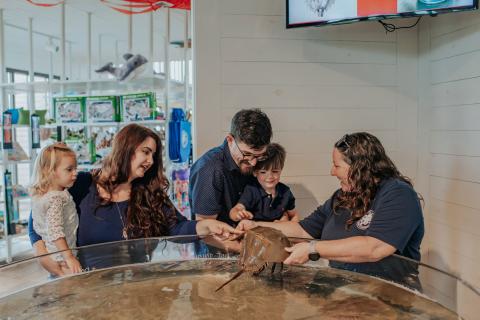 Family at Tybee Island Science Center on Tybee Island, Georgia