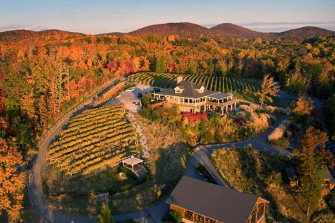 Aerial view of Wolf Mountain Vineyards & Winery in Dahlonega, Georgia