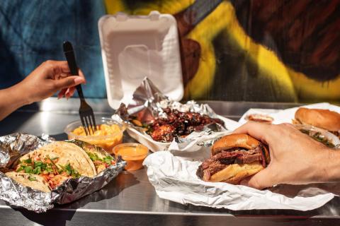 A selection of food at Heirloom Market BBQ in Sandy Springs, Georgia