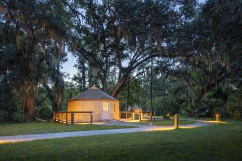 Yurt among the trees on Skidaway Island State Park in Savannah, Georgia