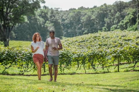 Couple at Cartecay Vineyards in Ellijay, Georgia