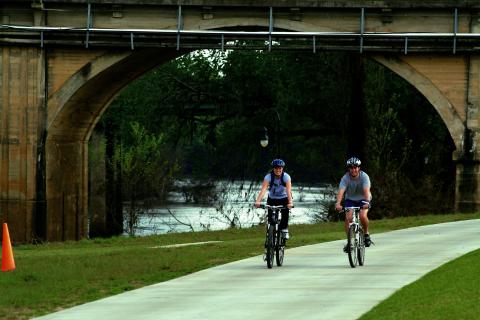 Bikers on RiverFront Walk
