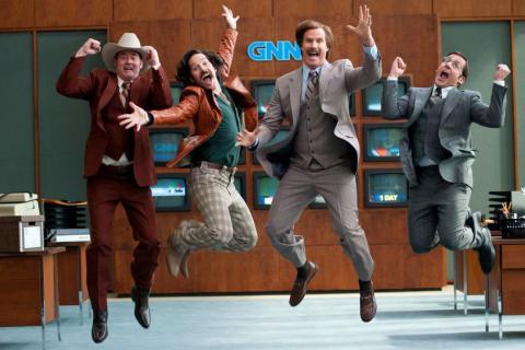 David Koechner, Paul Rudd, Will Ferrell and Steve Carell in Anchorman 2