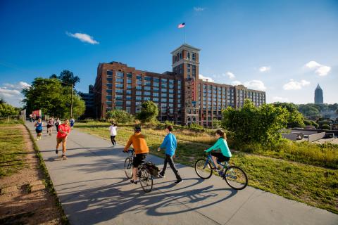 Cycling on the Atlanta Beltline near Ponce City Market