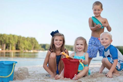 Children playing at the beach at Lake Oconee