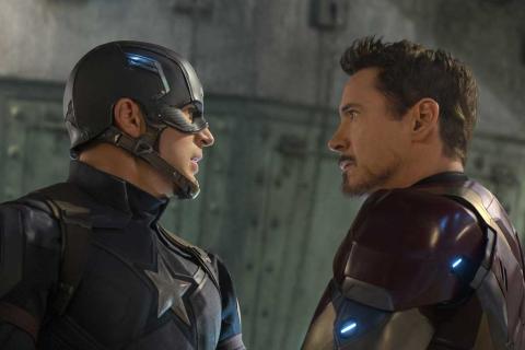 Chris Evans and Robert Downey Jr. in "Captain America: Civil War"